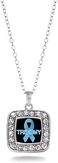 Inspired Silver - Silver Square Charm 18 Inch Necklace with Cubic Zirconia Jewelry