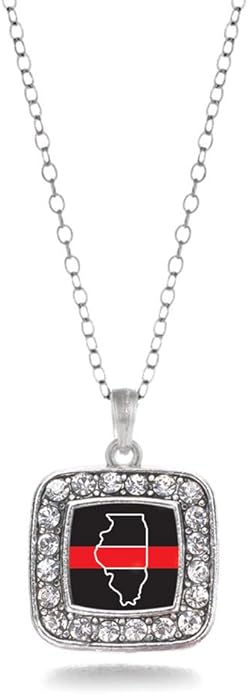 Inspired Silver - Silver Square Charm 18 Inch Necklace with Cubic Zirconia Jewelry
