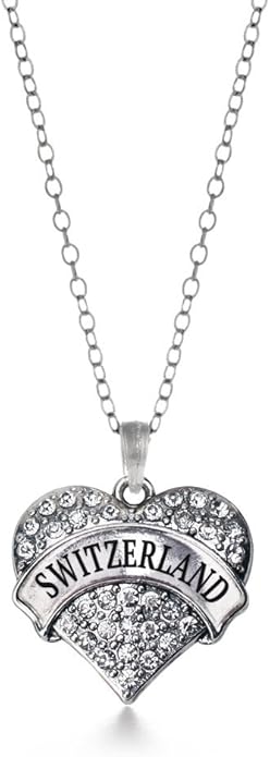 Inspired Silver - Silver Pave Heart Charm 18 Inch Necklace with Cubic Zirconia Jewelry