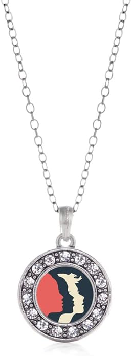 Inspired Silver - Silver Circle Charm 18 Inch Necklace with Cubic Zirconia Jewelry