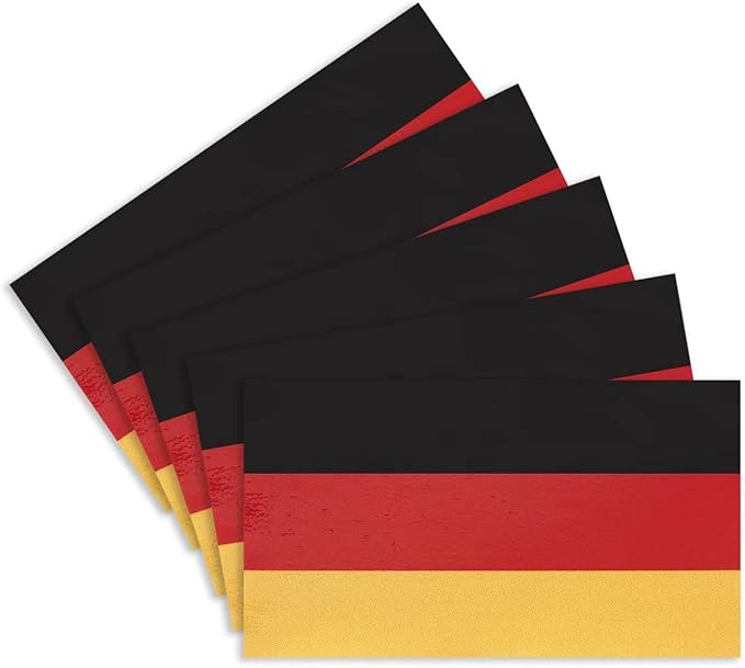 CANTENDO 5Pcs Germany Flag Decal Sticker - German Flags Reflective Vinyl Car Stickers - for Car Window Bumper Waterproof Sticker (2.5 x 4.5 Inch)