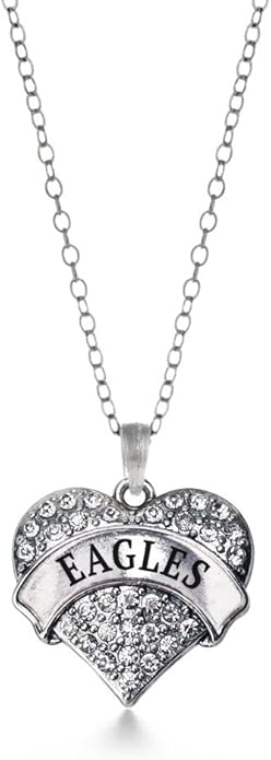 Inspired Silver - Silver Pave Heart Charm 18 Inch Necklace with Cubic Zirconia Jewelry