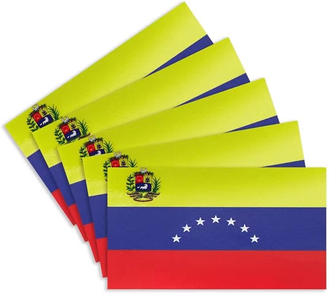 CANTENDO 5Pcs Venezuela Flag Decal Sticker - Venezuelan Flag Reflective Vinyl Car Stickers - for Car Window Bumper Waterproof Sticker (2.5 x 4.5 Inch)