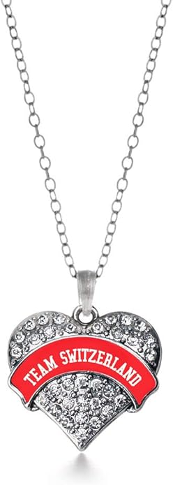 Inspired Silver - Silver Pave Heart Charm 18 Inch Necklace with Cubic Zirconia Jewelry