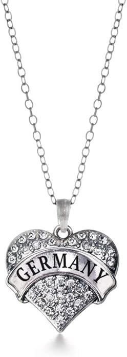 Inspired Silver - Silver Pave Heart Charm 18 Inch Necklace with Cubic Zirconia Jewelry
