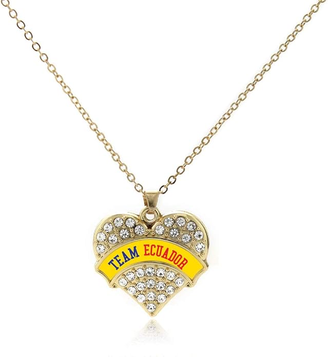 Inspired Silver - Gold Pave Heart Charm 18 Inch Necklace with Cubic Zirconia Jewelry