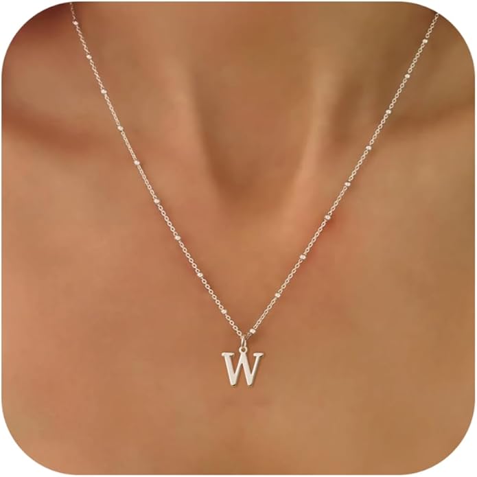 MDIEEL Initial Necklaces for Women Dainty 14k Gold Plated A-Z Letter Pendant Name Necklaces Cute Charm Choker Fashion Accessories Non Tarnish Trendy Jewelry Gift