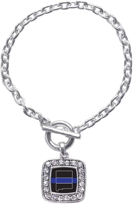 Inspired Silver - Silver Square Charm Toggle Bracelet with Cubic Zirconia Jewelry