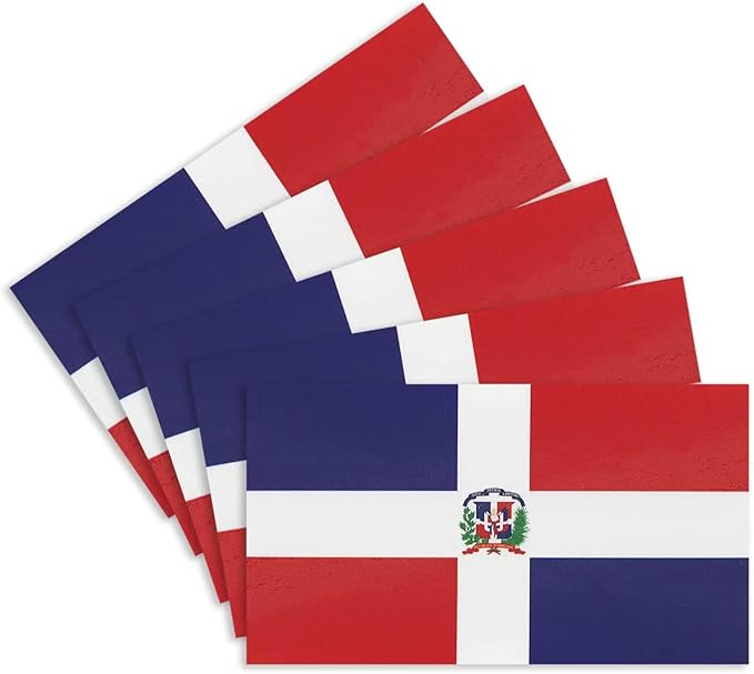 CANTENDO 5Pcs Dominican Flag Decal Sticker - Dominicans Flag Reflective Vinyl Car Stickers - for Car Window Bumper Waterproof Sticker (2.5 x 4.5 Inch)