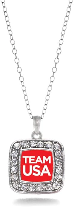 Inspired Silver - Silver Square Charm 18 Inch Necklace with Cubic Zirconia Jewelry