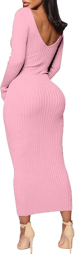 SheKiss Women's Off Shoulder Long Sleeves Bodycon Sweater Dress Sexy Knit Slim Cardigans