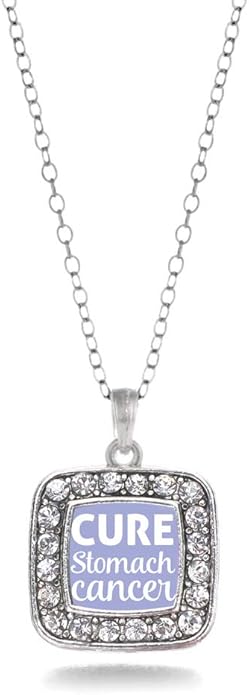 Inspired Silver - Silver Square Charm 18 Inch Necklace with Cubic Zirconia Jewelry