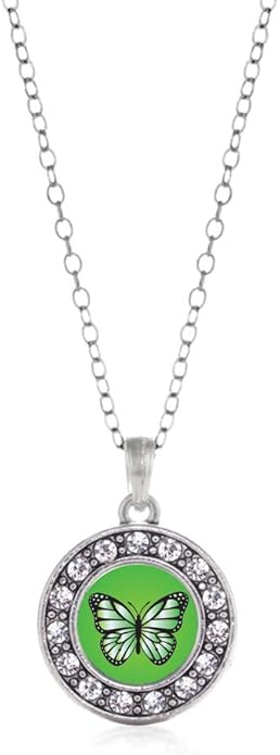 Inspired Silver - Silver Circle Charm 18 Inch Necklace with Cubic Zirconia Jewelry