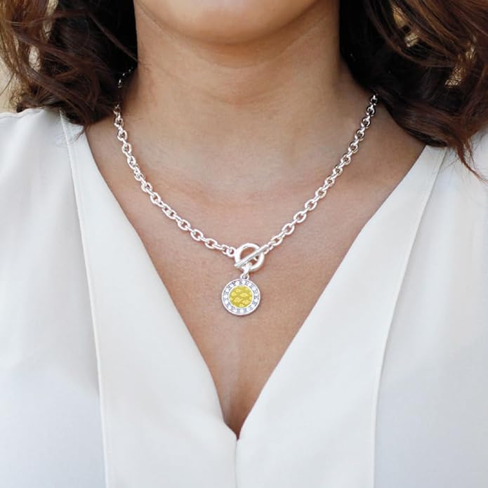 Inspired Silver - Silver Circle Charm 18 Inch Necklace with Cubic Zirconia Jewelry