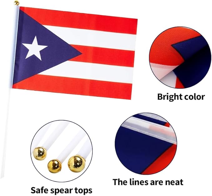 20 Pack Small Puerto Rico Flags on Stick Mini Handheld Puerto Rican Flag for Parades, Independence Day and Patriotic Events 5x8 Inch Durable Weather-Resistant Flags with 12 Inch Sticks(Puerto Rico)