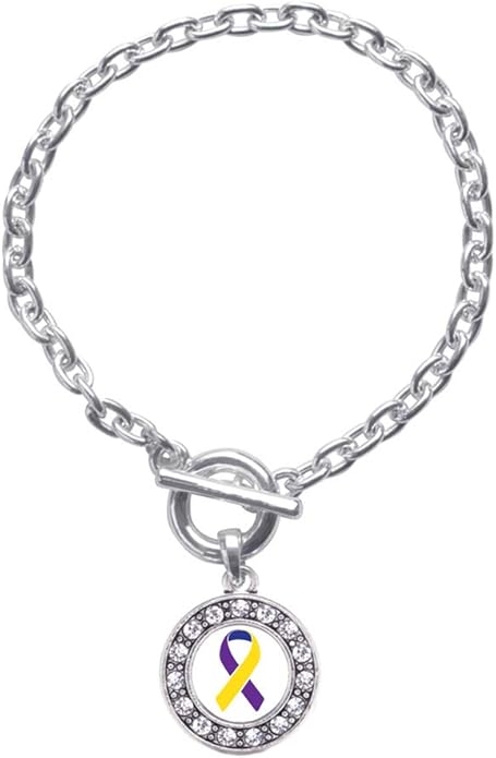 Inspired Silver - Silver Circle Charm Toggle Bracelet with Cubic Zirconia Jewelry