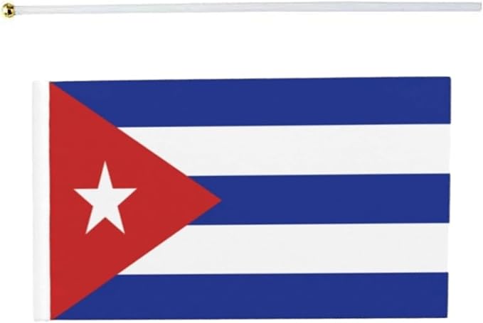 20 Pack Small Cuba Flags on Stick Mini Handheld Cuban Flag for Parades, Independence Day and Patriotic Events 5x8 Inch Durable Weather-Resistant Flags with 12 Inch Sticks(Cuba)