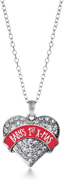 Inspired Silver - Silver Pave Heart Charm 18 Inch Necklace with Cubic Zirconia Jewelry