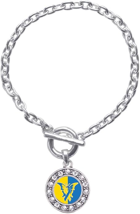 Inspired Silver - Silver Circle Charm Toggle Bracelet with Cubic Zirconia Jewelry