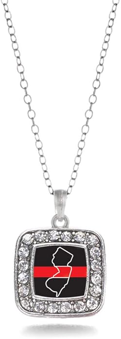 Inspired Silver - Silver Square Charm 18 Inch Necklace with Cubic Zirconia Jewelry
