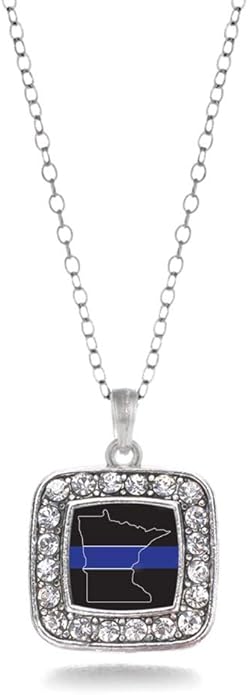 Inspired Silver - Silver Square Charm 18 Inch Necklace with Cubic Zirconia Jewelry