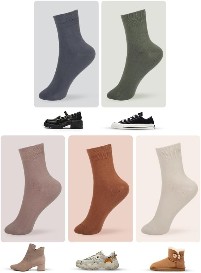 FGZ Women Thin Cotton Socks Soft Cozy Socks Cute Ankle Crew Socks 5 Pairs