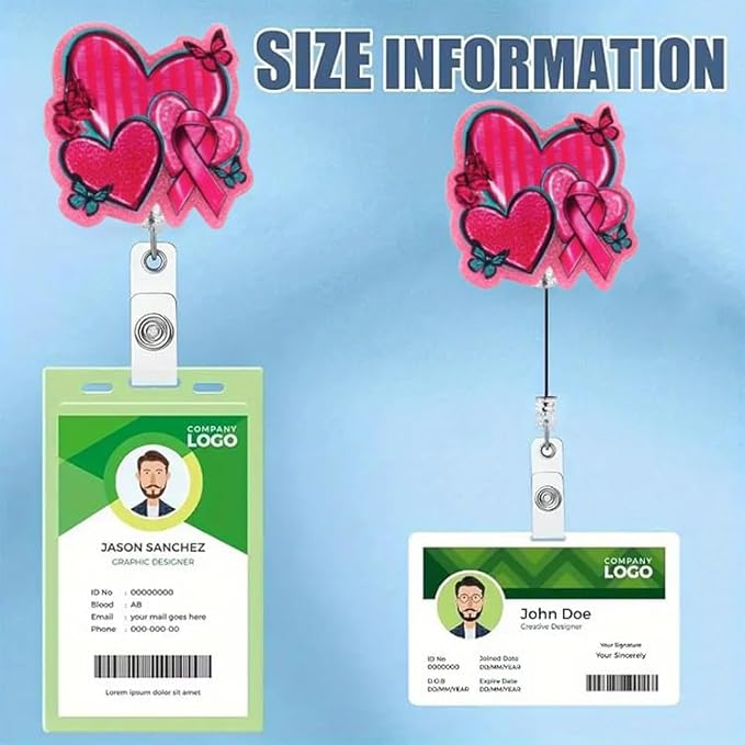 Valentine's Badge Reel Heart Badge Reels Retractable Glossy Acrylic Retractable Badge Holder with 360 Rotating Clip Bowknot Heart Badge Clip Valentines ID Badge Holder for Techer Nurse Doctor