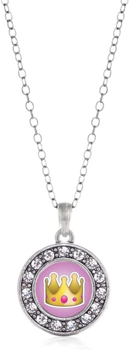 Inspired Silver - Silver Circle Charm 18 Inch Necklace with Cubic Zirconia Jewelry