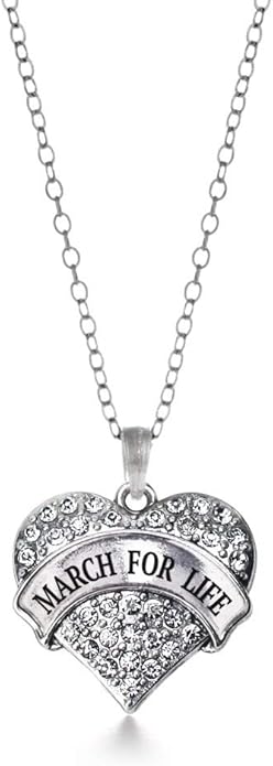 Inspired Silver - Silver Pave Heart Charm 18 Inch Necklace with Cubic Zirconia Jewelry
