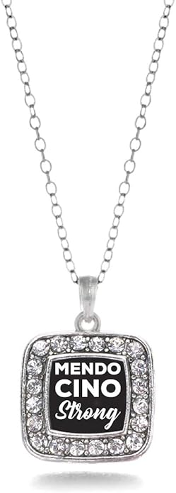 Inspired Silver - Silver Square Charm 18 Inch Necklace with Cubic Zirconia Jewelry