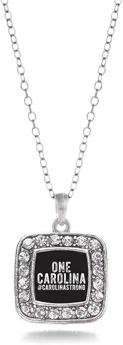 Inspired Silver - Silver Square Charm 18 Inch Necklace with Cubic Zirconia Jewelry