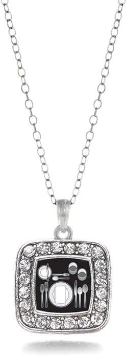 Inspired Silver - Silver Square Charm 18 Inch Necklace with Cubic Zirconia Jewelry