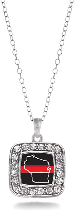 Inspired Silver - Silver Square Charm 18 Inch Necklace with Cubic Zirconia Jewelry