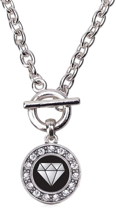 Inspired Silver - Silver Circle Charm 18 Inch Necklace with Cubic Zirconia Jewelry