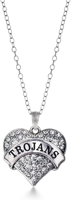 Inspired Silver - Silver Pave Heart Charm 18 Inch Necklace with Cubic Zirconia Jewelry