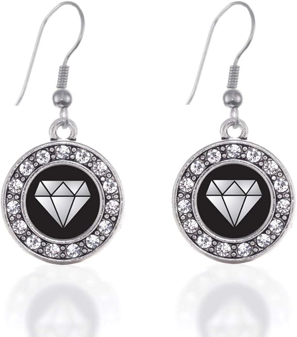 Inspired Silver - Silver Circle Charm French Hook Drop Earrings with Cubic Zirconia Jewelry
