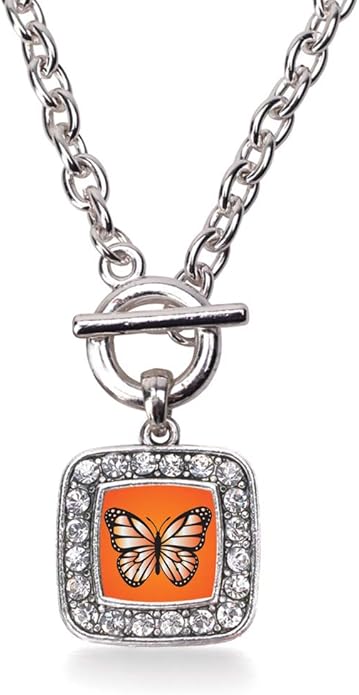 Inspired Silver - Silver Square Charm 18 Inch Necklace with Cubic Zirconia Jewelry