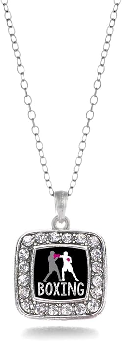 Inspired Silver - Silver Square Charm 18 Inch Necklace with Cubic Zirconia Jewelry