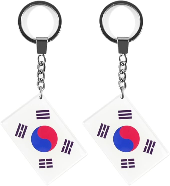 QQSD South Korea Flag Keychain South Korean Key Ring, 2 Pack