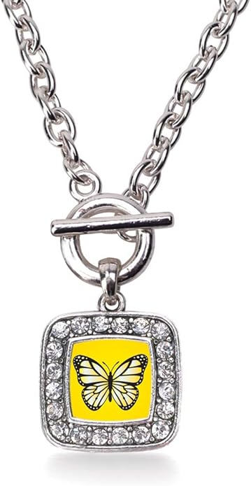 Inspired Silver - Silver Square Charm 18 Inch Necklace with Cubic Zirconia Jewelry