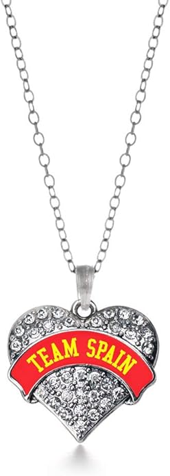 Inspired Silver - Silver Pave Heart Charm 18 Inch Necklace with Cubic Zirconia Jewelry