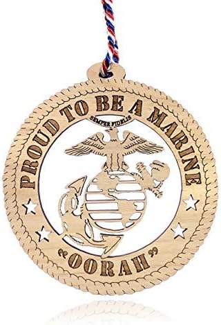 Jolette Designs Marine Corps Gifts - United States USMC Ornaments for Men and Women - Officially Licensed Oorah Christmas Tree Ornament - Wooden Marines Decorations for Home Decor - USA-Made