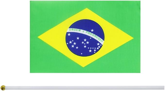 20 Pack Small Brazil Flags on Stick Mini Handheld Brazilian Flag for Parades, Independence Day and Patriotic Events 5x8 Inch Durable Weather-Resistant Flags with 12 Inch Sticks(Brazil)