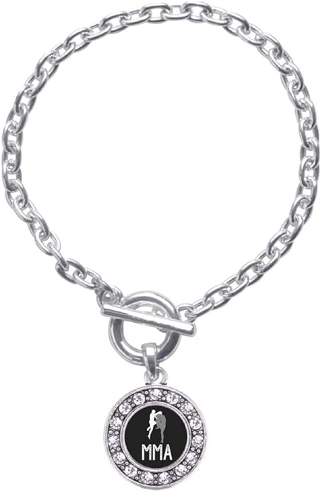 Inspired Silver - Silver Circle Charm Toggle Bracelet with Cubic Zirconia Jewelry