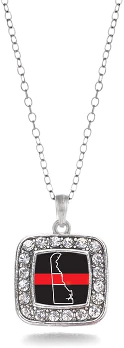 Inspired Silver - Silver Square Charm 18 Inch Necklace with Cubic Zirconia Jewelry
