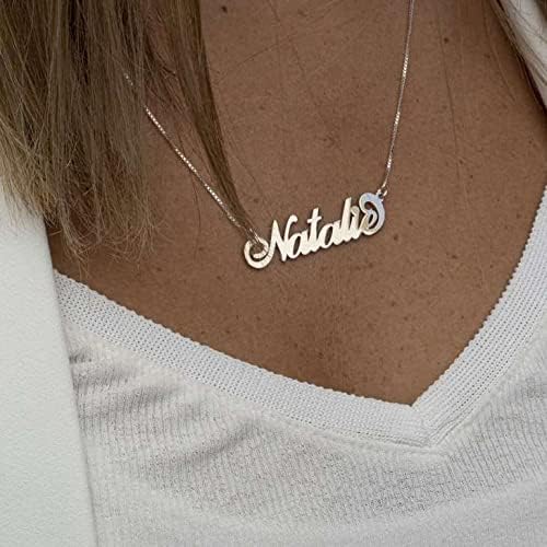 Unisota Personalized Name Necklace in 9 Diferent Languages Custom English Chinese Arabic Greek Hebrew Japanese Korean Russian Hindi Name Pendant Necklace Jewelry Gifts for Women Wife Mom