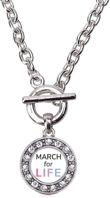 Inspired Silver - Silver Circle Charm 18 Inch Necklace with Cubic Zirconia Jewelry