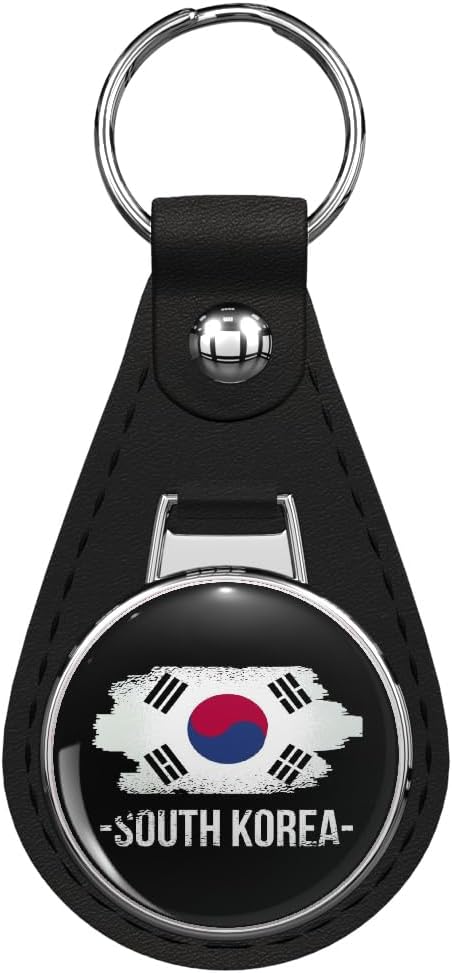 Glover Trading Flag of South Korea Black Leather Key Chain Keychain