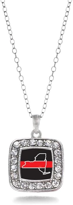 Inspired Silver - Silver Square Charm 18 Inch Necklace with Cubic Zirconia Jewelry