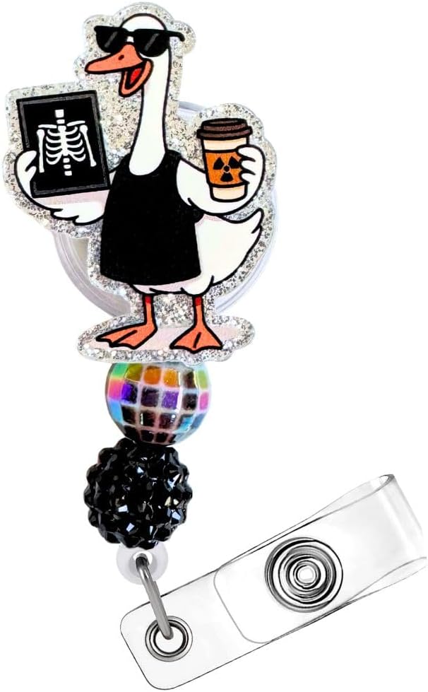 Radiology Badge Reel Funny Silly Goose Cool X-ray Tech Rad Technician MRI Radiologic Technologist ID Name Holder Retractable Clip Gifts for Radiologist Radiographer Hospital Staff Appreciation Week